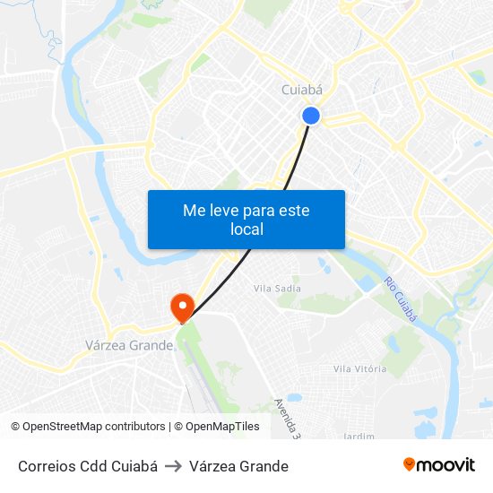 Correios Cdd Cuiabá to Várzea Grande map