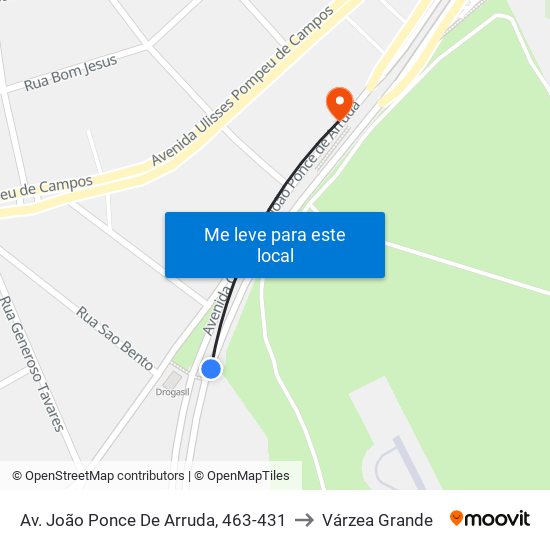 Av. João Ponce De Arruda, 463-431 to Várzea Grande map