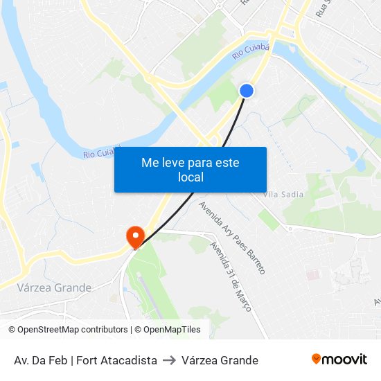 Av. Da Feb | Fort Atacadista to Várzea Grande map
