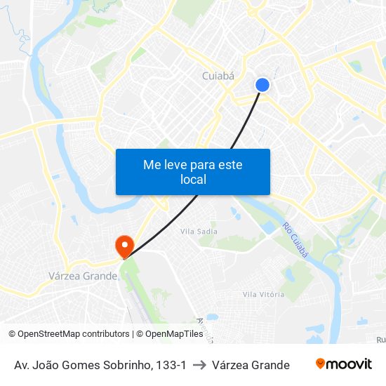 Av. João Gomes Sobrinho, 133-1 to Várzea Grande map