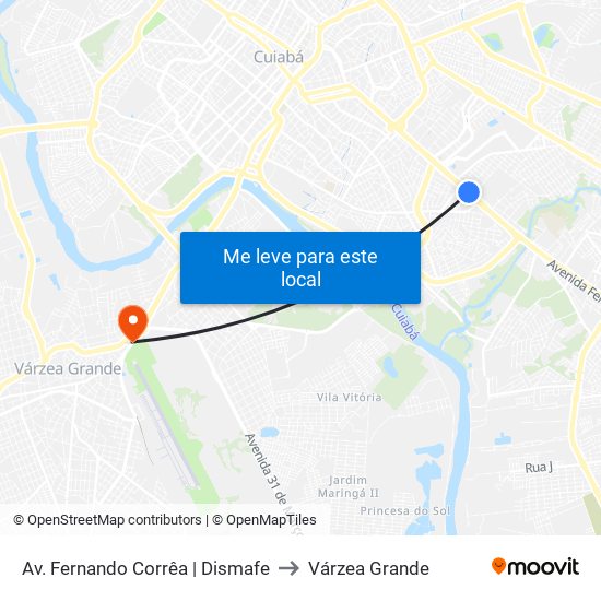 Av. Fernando Corrêa | Dismafe to Várzea Grande map