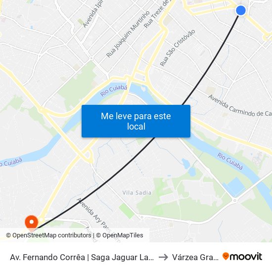 Av. Fernando Corrêa | Saga Jaguar Land Rover to Várzea Grande map