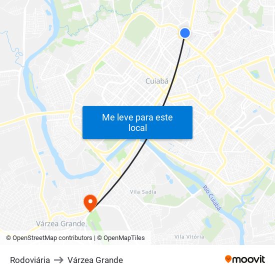 Rodoviária to Várzea Grande map