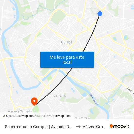 Supermercado Comper | Avenida Do Cpa to Várzea Grande map