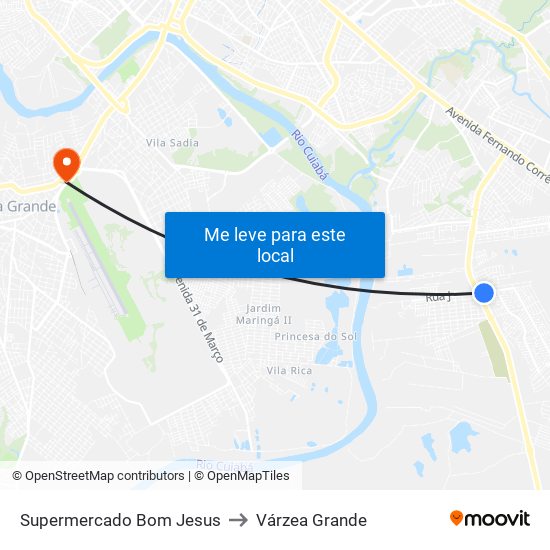 Supermercado Bom Jesus to Várzea Grande map