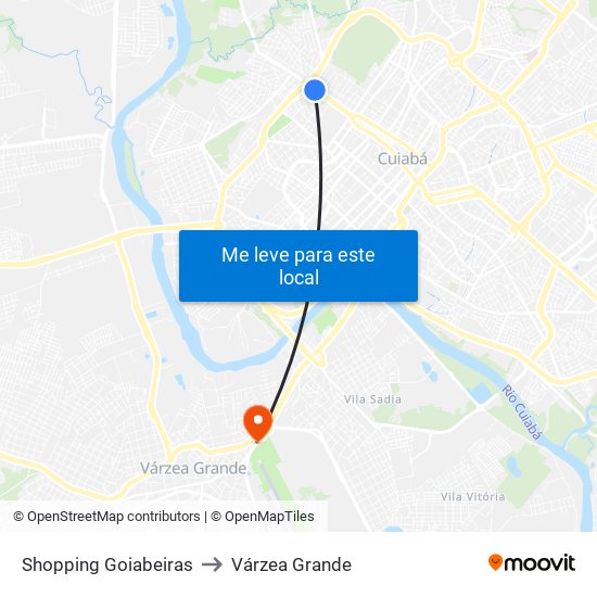 Shopping Goiabeiras to Várzea Grande map