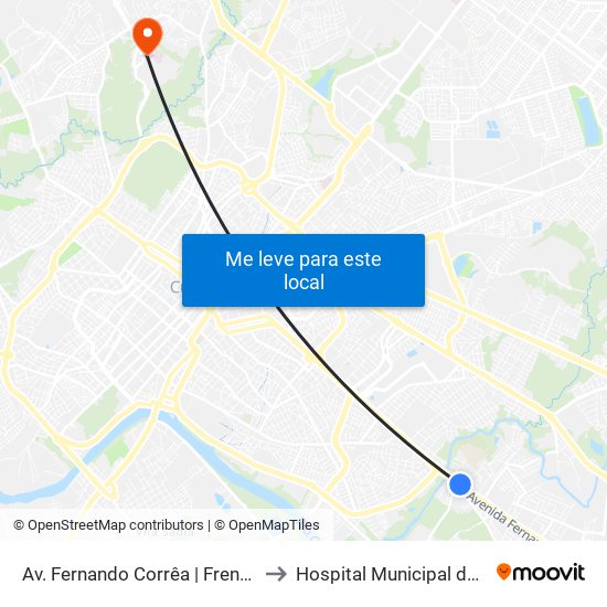 Av. Fernando Corrêa | Frente A Praça Coxipó to Hospital Municipal de Cuiabá - HCM map