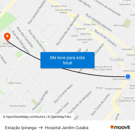 Estação Ipiranga to Hospital Jardim Cuiabá map