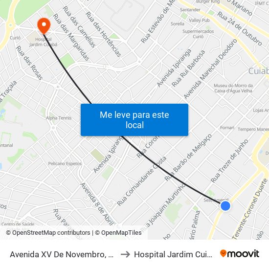 Avenida XV De Novembro, 494 to Hospital Jardim Cuiabá map