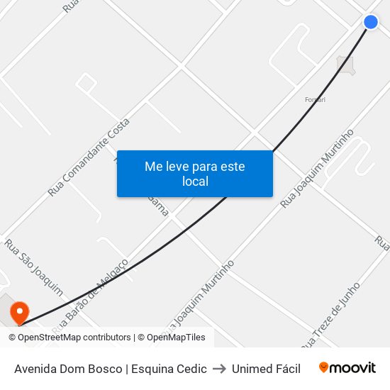 Avenida Dom Bosco | Esquina Cedic to Unimed Fácil map