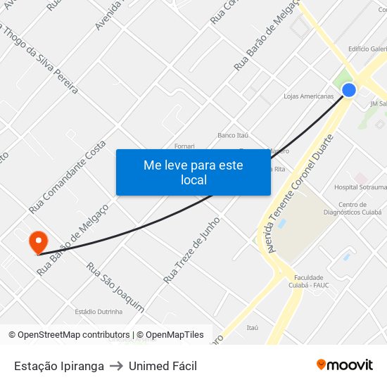 Estação Ipiranga to Unimed Fácil map