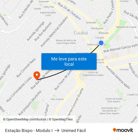 Estação Bispo - Modulo A to Unimed Fácil map