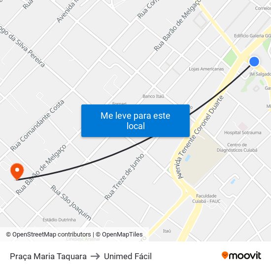 Praça Maria Taquara to Unimed Fácil map