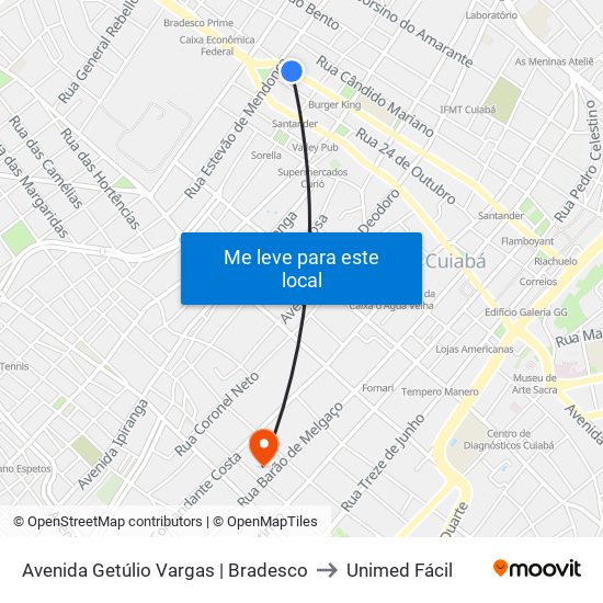 Avenida Getúlio Vargas | Bradesco to Unimed Fácil map