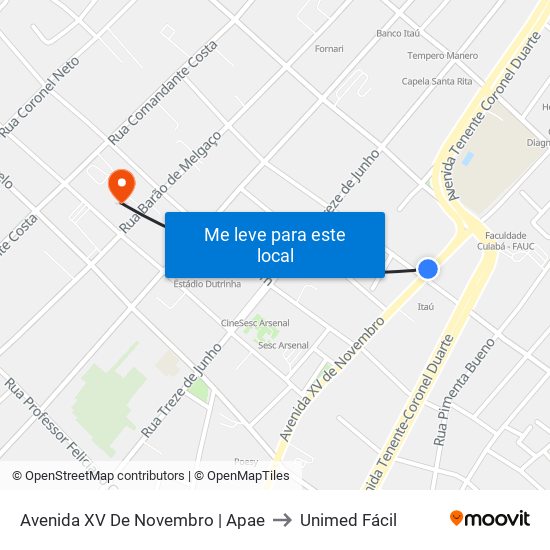 Avenida XV De Novembro | Apae to Unimed Fácil map