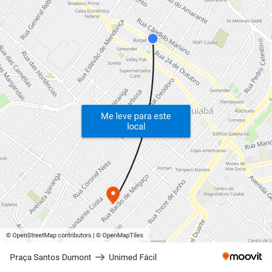 Praça Santos Dumont to Unimed Fácil map