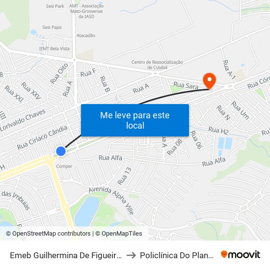 Emeb Guilhermina De Figueiredo to Policlínica Do Planalto map