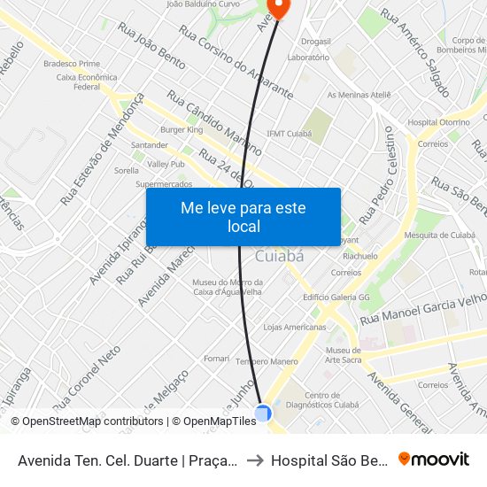 Avenida Ten. Cel. Duarte | Praça Da Saúde to Hospital São Benedito map