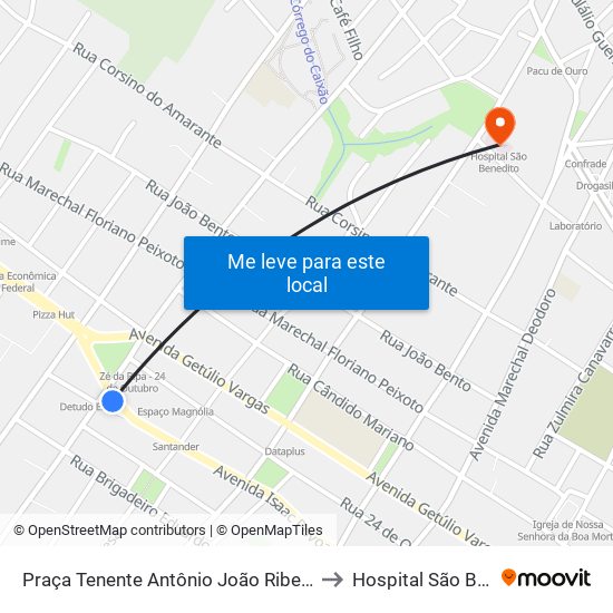 Praça Tenente Antônio João Ribeiro | Choppão to Hospital São Benedito map