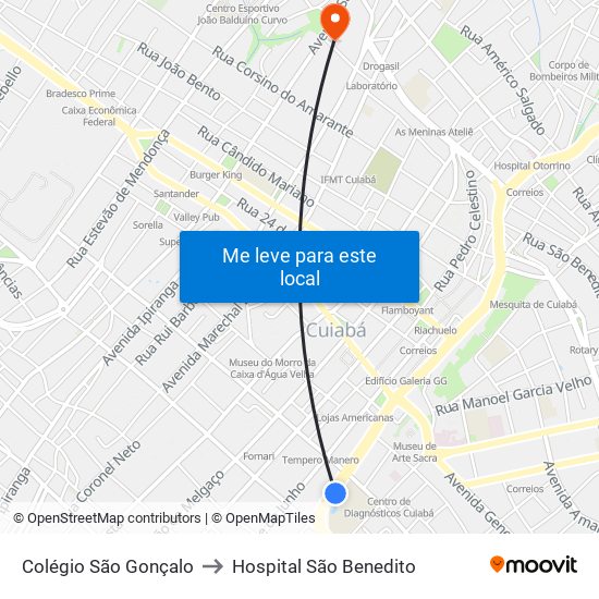 Colégio São Gonçalo to Hospital São Benedito map