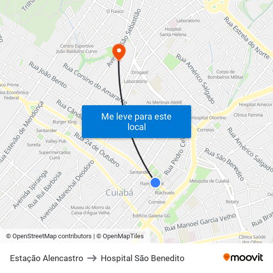 Estação Alencastro to Hospital São Benedito map