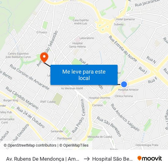 Av. Rubens De Mendonça | Amaka Paris to Hospital São Benedito map