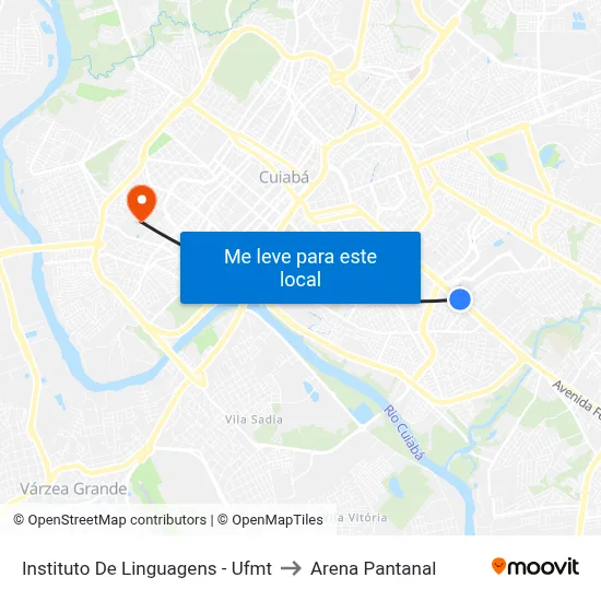 Instituto De Linguagens - Ufmt to Arena Pantanal map