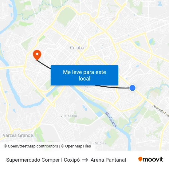 Supermercado Comper | Coxipó to Arena Pantanal map