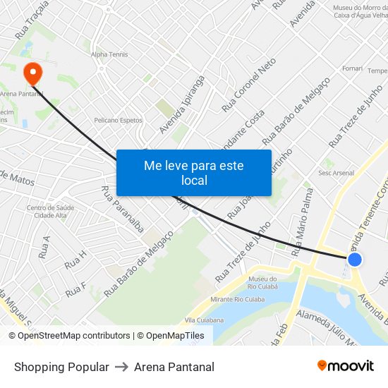 Shopping Popular to Arena Pantanal map