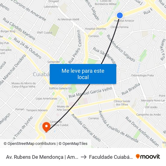 Av. Rubens De Mendonça | Amaka Paris to Faculdade Cuiabá - Fauc map