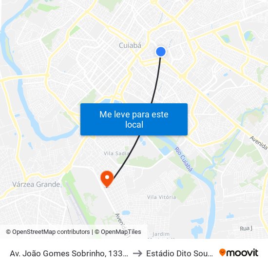 Av. João Gomes Sobrinho, 133-1 to Estádio Dito Souza map