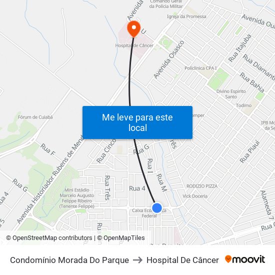 Condomínio Morada Do Parque to Hospital De Câncer map