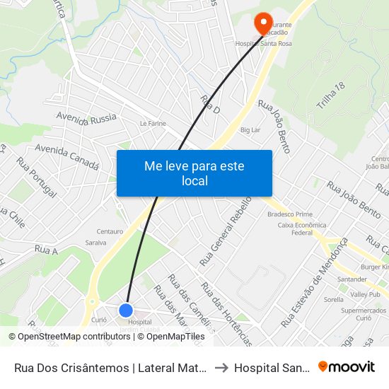 Rua Dos Crisântemos | Lateral Mato Grosso Saúde to Hospital Santa Rosa map