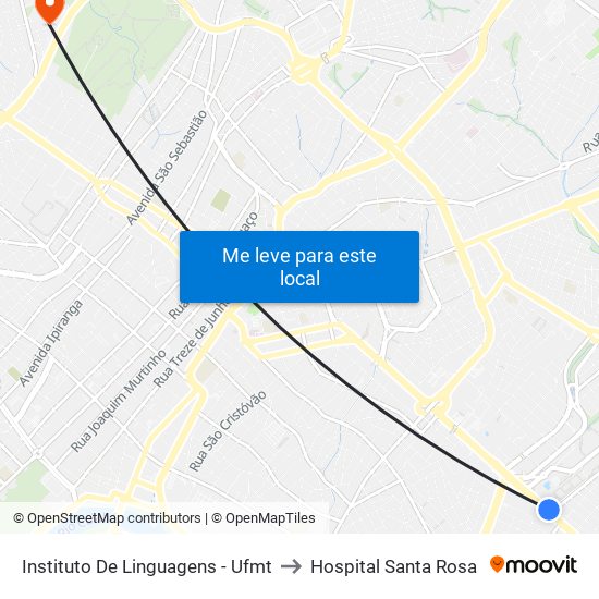 Instituto De Linguagens - Ufmt to Hospital Santa Rosa map