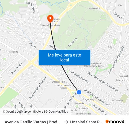 Avenida Getúlio Vargas | Bradesco to Hospital Santa Rosa map