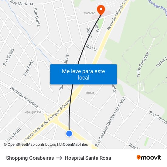 Shopping Goiabeiras to Hospital Santa Rosa map