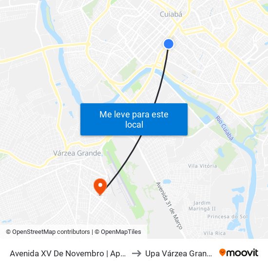 Avenida XV De Novembro | Apae to Upa Várzea Grande map