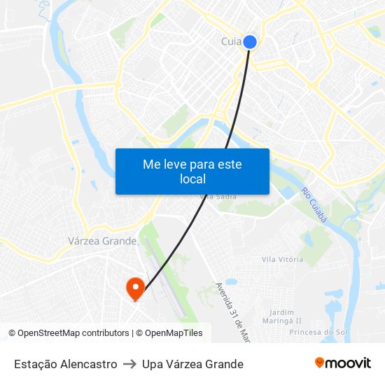 Estação Alencastro to Upa Várzea Grande map