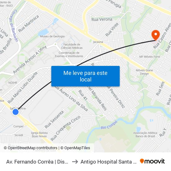 Av. Fernando Corrêa | Dismafe to Antigo Hospital Santa Cruz map