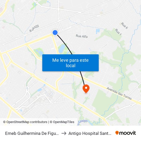 Emeb Guilhermina De Figueiredo to Antigo Hospital Santa Cruz map