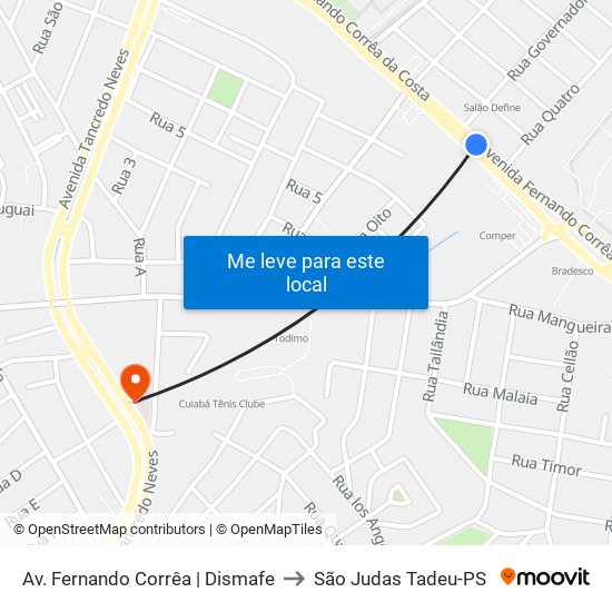 Av. Fernando Corrêa | Dismafe to São Judas Tadeu-PS map