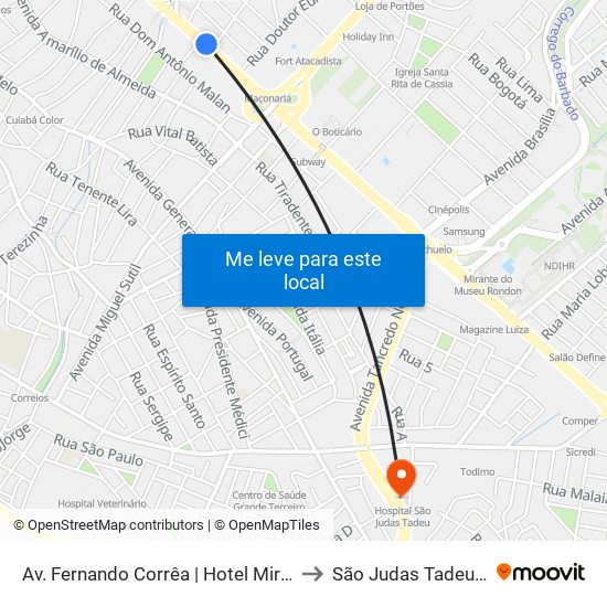 Av. Fernando Corrêa | Hotel Miranda to São Judas Tadeu-PS map