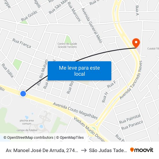 Av. Manoel José De Arruda, 2744-2886 to São Judas Tadeu-PS map