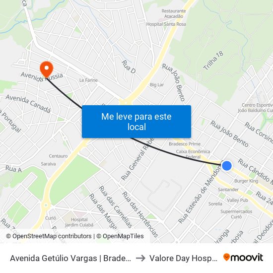 Avenida Getúlio Vargas | Bradesco to Valore Day Hospital map