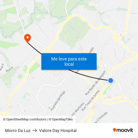 Morro Da Luz to Valore Day Hospital map