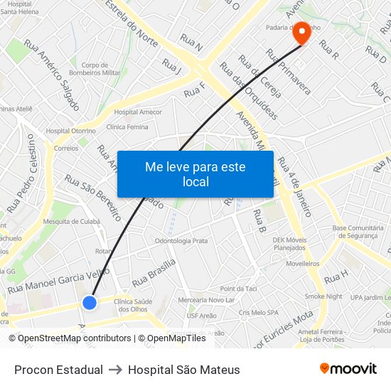 Procon Estadual to Hospital São Mateus map