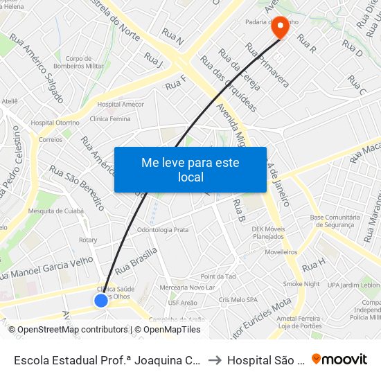 Escola Estadual Prof.ª Joaquina Cerqueira Caldas to Hospital São Mateus map