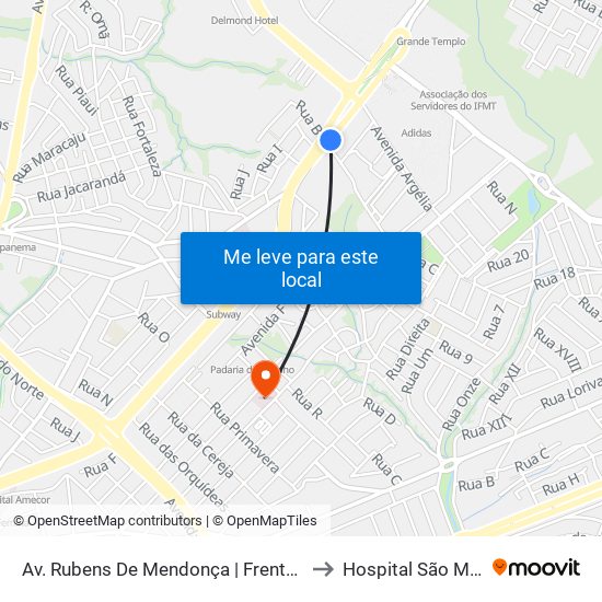 Av. Rubens De Mendonça | Frente A Havan to Hospital São Mateus map