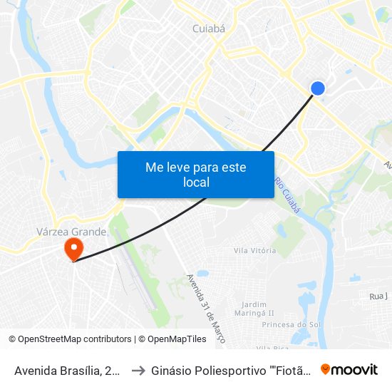 Avenida Brasília, 210 to Ginásio Poliesportivo ""Fiotão"" map