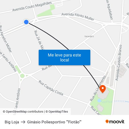 Big Loja to Ginásio Poliesportivo ""Fiotão"" map